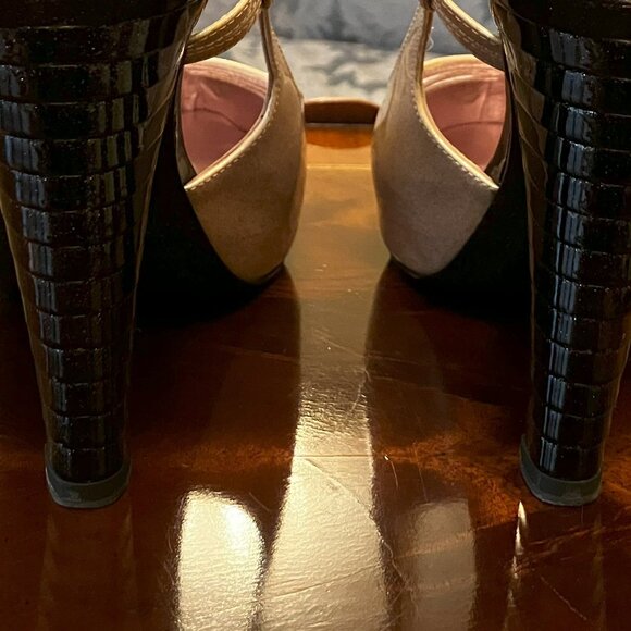 💯Authentic CHANEL Pink/Black Glitter Slingbacks - Size 37 - Picture 5 of 15